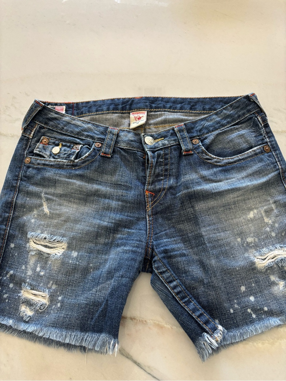 True Religion Y2K Vintage Jayde Boyfriend Jorts distressed denim USA size29